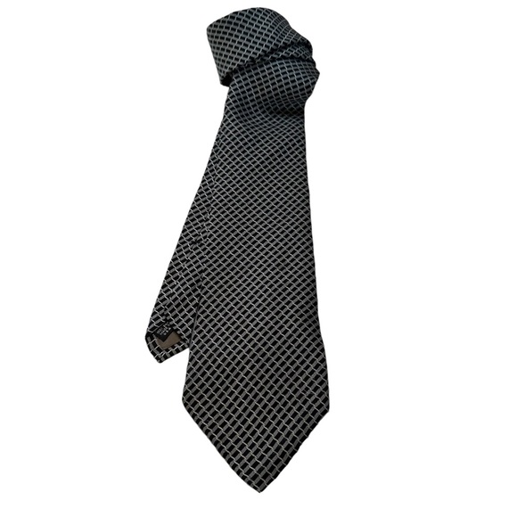 Perry Ellis Portfolio Silk Tie 57 x 4” Black Grey Made in USA Dad Father’s Day - Picture 4 of 11